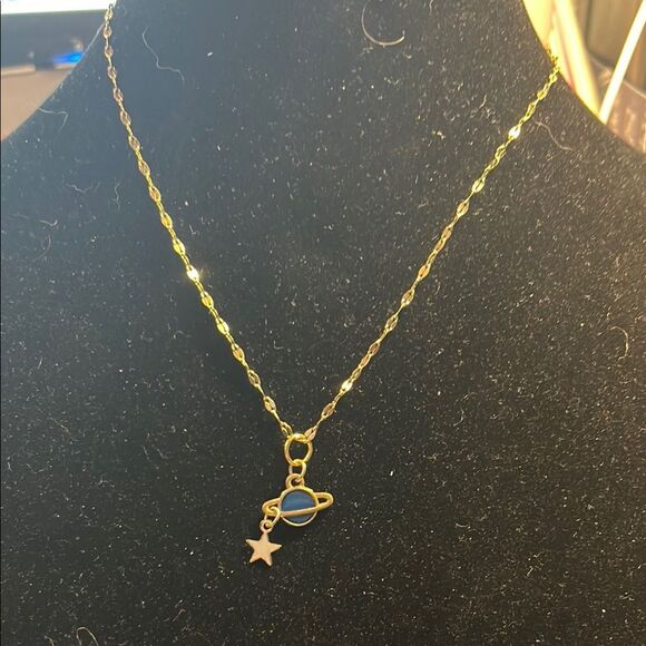 Gold Planet and Star Necklace - Picture 1 of 1
